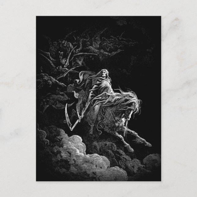 Death riding accross a night sky postcard (Front)