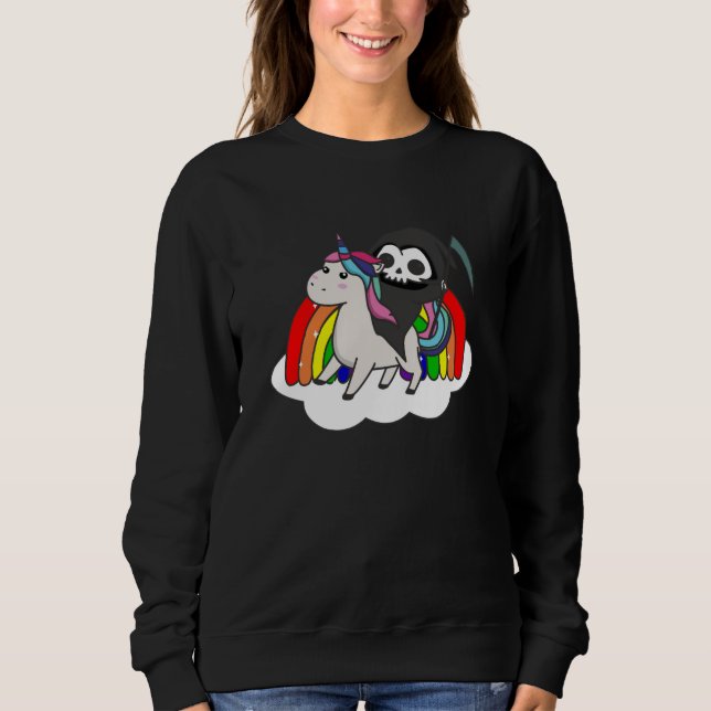 Death Riding Unicorn Funny Unicorns Rainbow Sweatshirt (Front)