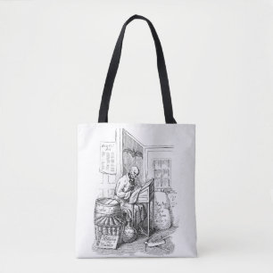 Death Skeleton Writing list Macabre Horror Art Tote Bag