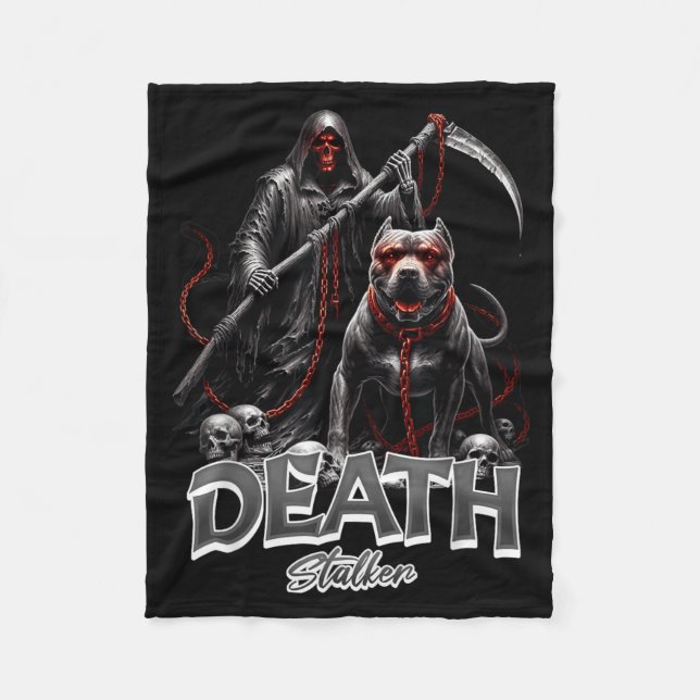 Death Stalker Grim Reaper Dog Halloween Fleece Blanket (Front)