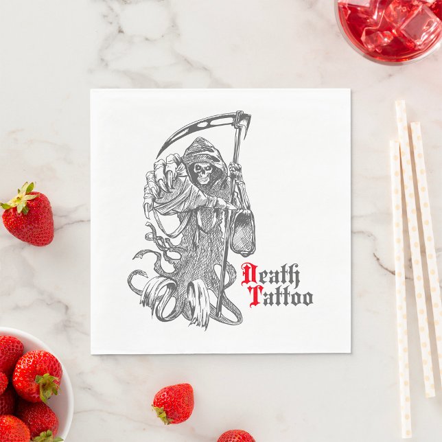 Death Tattoo Grim Reaper Skeleton Napkin (Creator Uploaded)