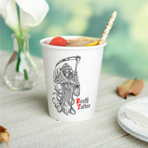 Death Tattoo Paper Cups