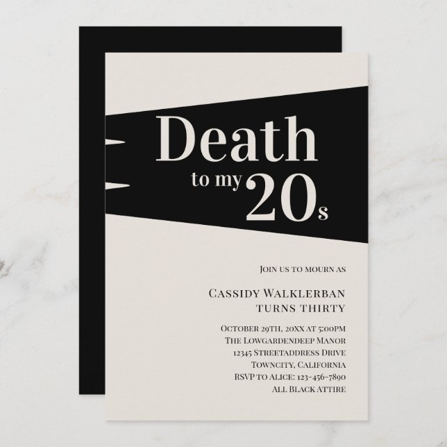 Death to 20s 30th Birthday  Invitation (Front/Back)