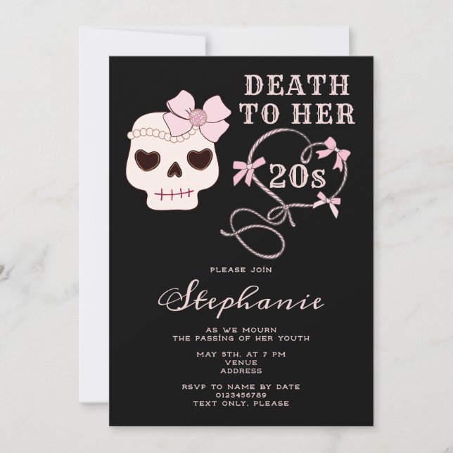 Death to Her 20s Disco Cowgirl Skull 30th Birthday Invitation (Front)