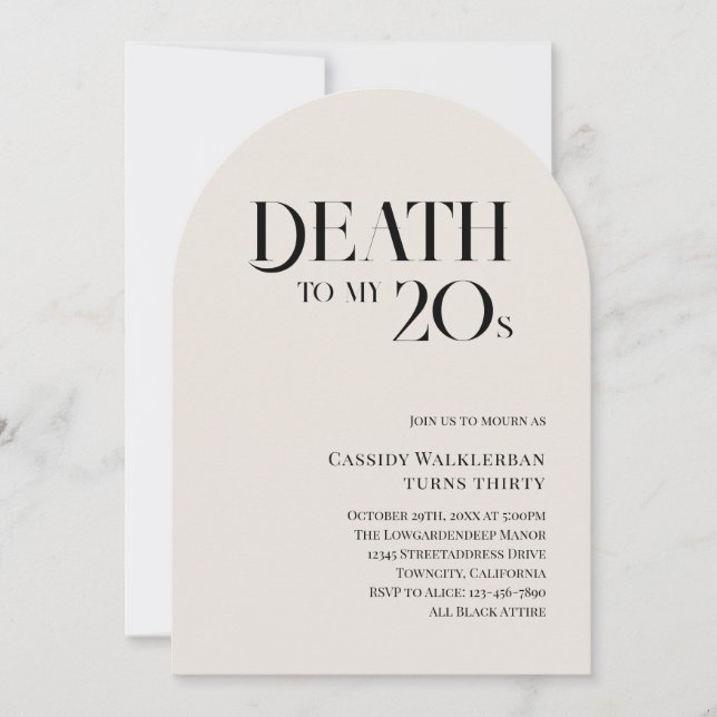 Death to my 20s 30th Birthday  Invitation (Front)