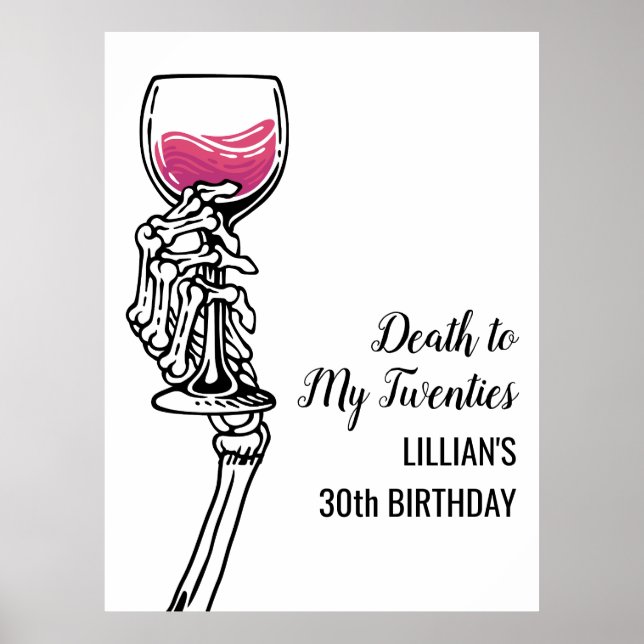 Death to My 20s Birthday Wine Poster (Front)
