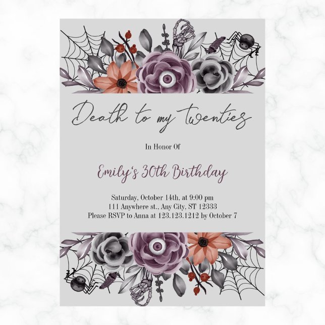 Death to my 20s Halloween Any Year Birthday Party  Invitation (Creator Uploaded)