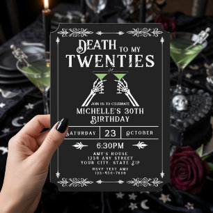 Death To My 20s Trendy Gothic 40th Birthday Invitation