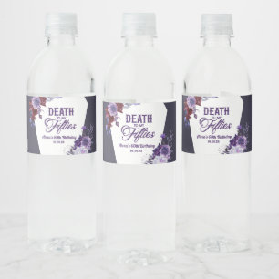 Death To My Fifties Floral 60th Birthday Party Water Bottle Label