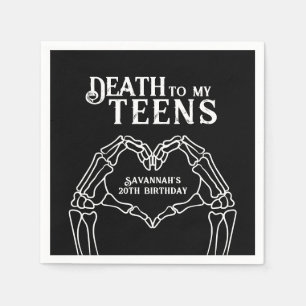 Death To My Teens Trendy Gothic 20th Birthday Napkin