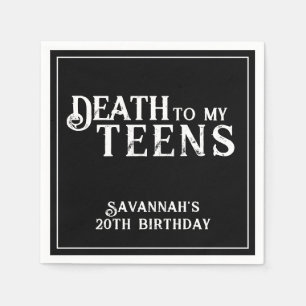Death To My Teens Trendy Gothic 20th Birthday Napkin