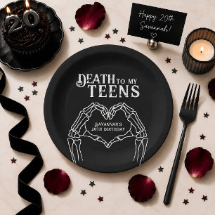 Death To My Teens Trendy Gothic 20th Birthday Paper Plate