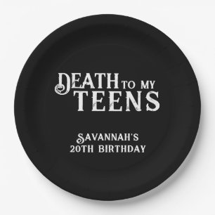 Death To My Teens Trendy Gothic 20th Birthday Paper Plate