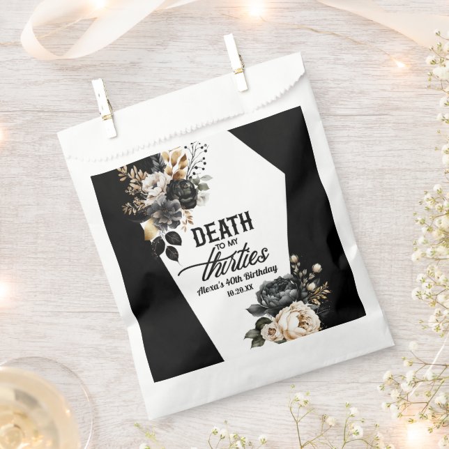 Death To My Thirties Floral 40th Birthday Party Favour Bags (Clipped)