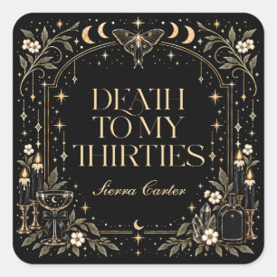 Death to My Thirties Gothic 30th Birthday Party Square Sticker