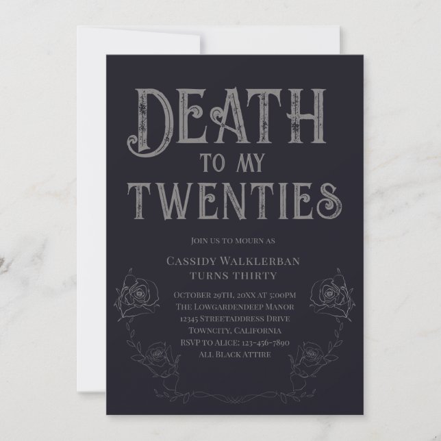 Death to my Twenties 30th Birthday  Invitation (Front)