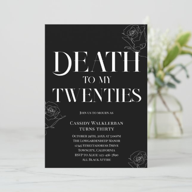 Death to my Twenties 30th Birthday  Invitation (Standing Front)