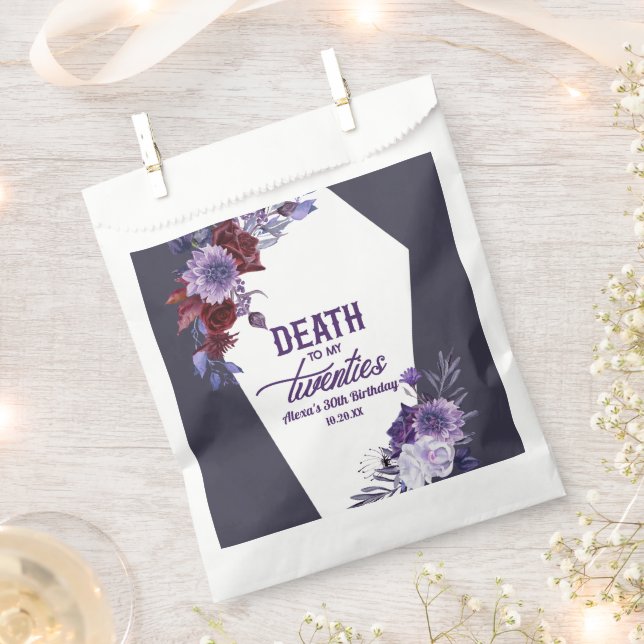 Death To My Twenties Floral 30th Birthday Party Favour Bags (Clipped)