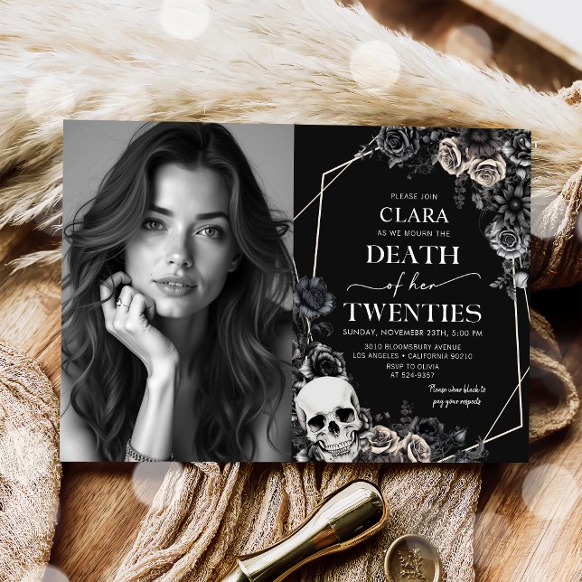 Death To My Twenties Floral 30th Birthday Photo Invitation (Creator Uploaded)