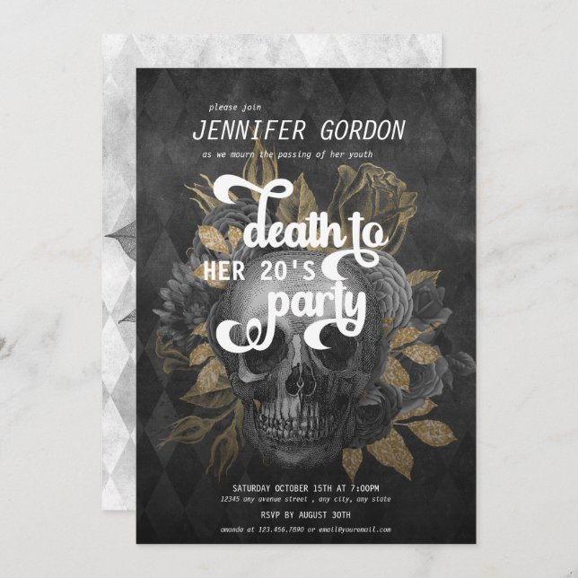 Death to my Youth Birthday Party | Goth Party Invitation (Front/Back)