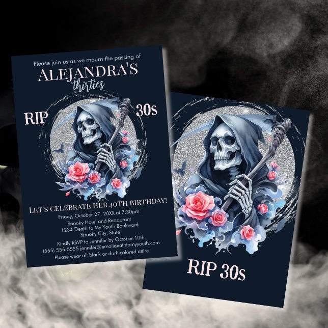 Death to My Youth Grim Reaper 40th Birthday Party Invitation (Creator Uploaded)