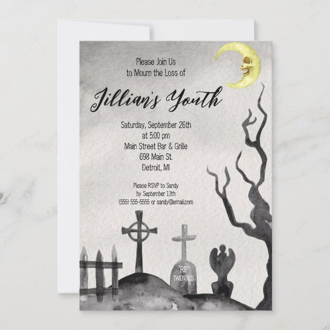 Death to My Youth, Twenties, Birthday Party Invitation (Front)