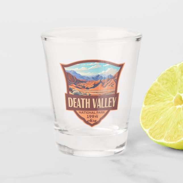 Death Valley National Park Illustration Retro Shot Glass (Front)