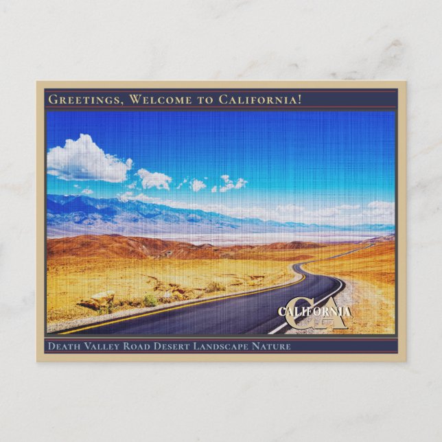 Death Valley Road Desert Landscape Nature  Postcard (Front)