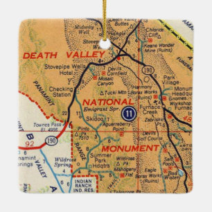 Death Valley Vintage Map Ceramic Ornament
