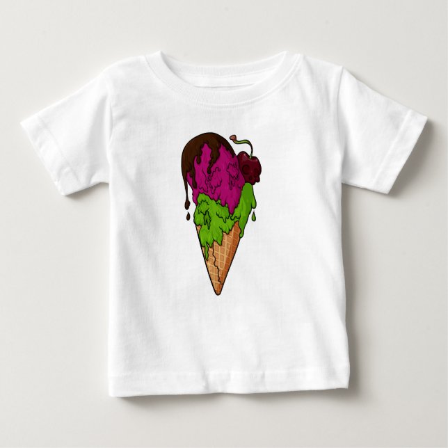 Deathly Sweet Berry Skull Ice Cream Baby T-Shirt (Front)