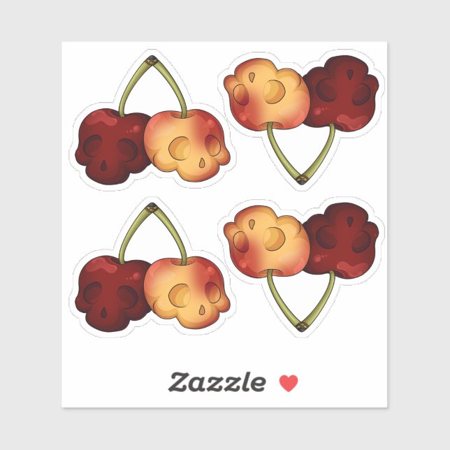 Deathly Sweet Cherry Skull Sticker Set (Sheet)