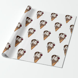 Deathly Sweet Classic Skull Ice Cream Wrapping Paper