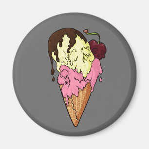 Deathly Sweet Strawberry n' Banana Skull Ice Cream Magnet