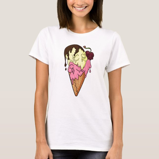 Deathly Sweet Strawberry n' Banana Skull Ice Cream T-Shirt (Front)