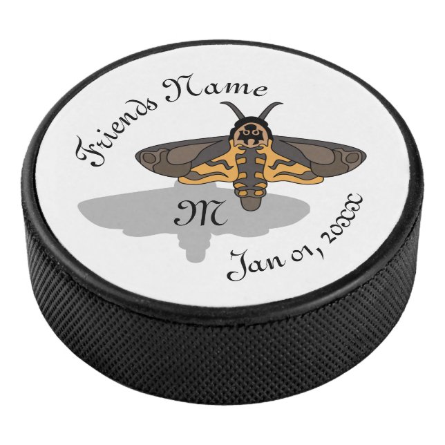 Death's Hawk Head Monogram Hockey Puck (3/4)