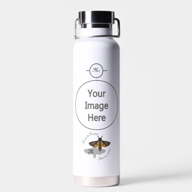 Death's Hawk Head Monogram Water Bottle (Back)