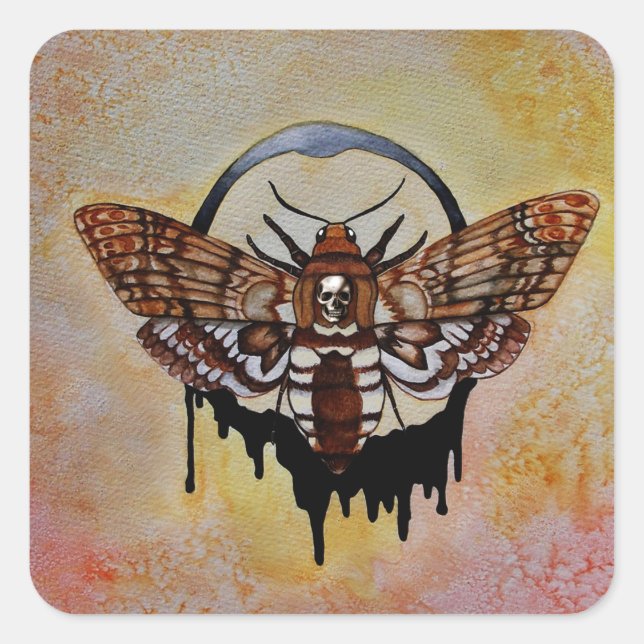 Death's Head Hawk Moth Square Sticker (Front)