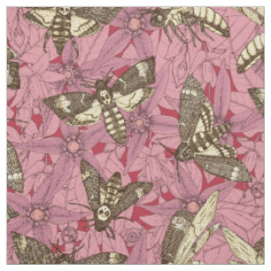 Death's-head hawkmoth rose fabric