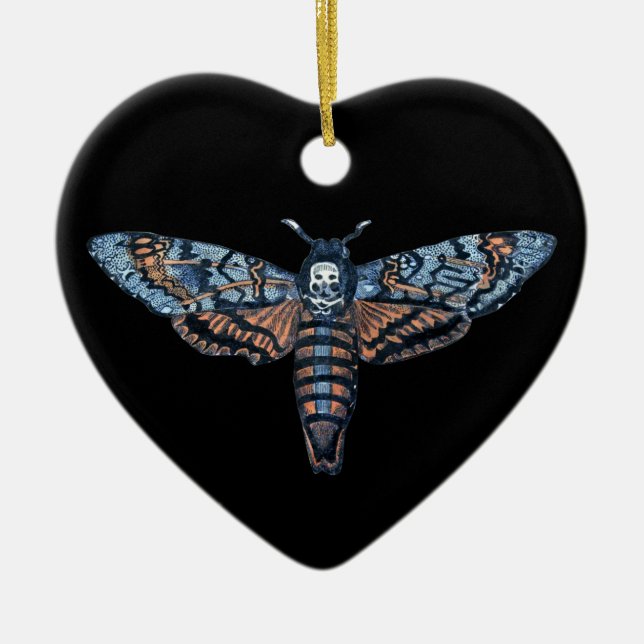 Death's Head Moth, aka Sphinx atropo moth Ceramic Tree Decoration (Front)
