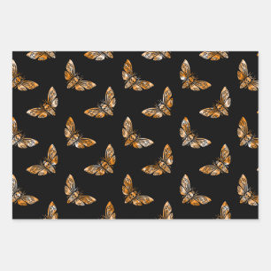 Death's Head Moth Pattern Wrapping Paper Sheet