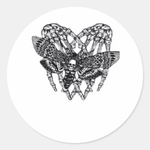 Deathshead Moth Classic - Skeleton Hand Heart Classic Round Sticker