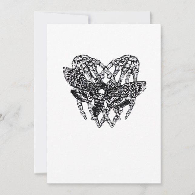 Deathshead Moth Classic - Skeleton Hand Heart Holiday Card (Front)