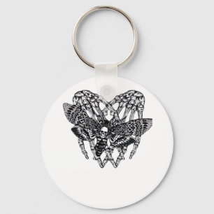 Deathshead Moth Classic - Skeleton Hand Heart Key Ring