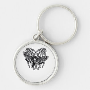 Deathshead Moth Classic Skeleton Hand Heart Style Key Ring