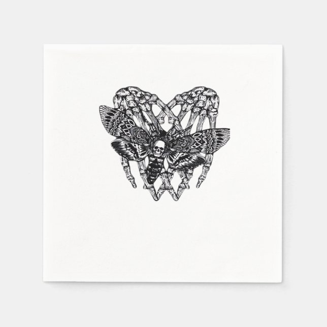 Deathshead Moth Classic Skeleton Hand Heart Style Napkin (Front)