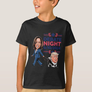 Debate Night Showdown Funny Kamala Dog Walks Trump T-Shirt