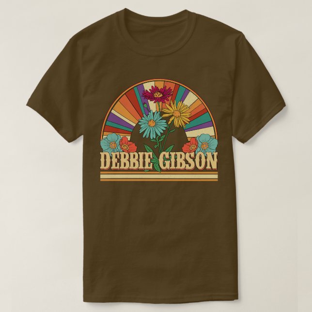 Debbie Flowers Name Gibson Personalised Gifts Retr T-Shirt (Design Front)