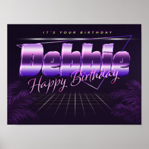 Debbie Name Vorname lila retro Poster Geburtstag