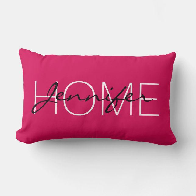 Debian red colour home monogram lumbar cushion (Front)