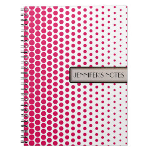 Debian Red Polka Dot Elegant Modern White Spiral Notebook